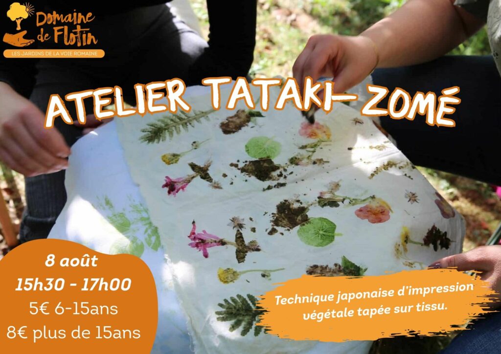 Technique japonaise d’impression végétale tapée sur tissu.